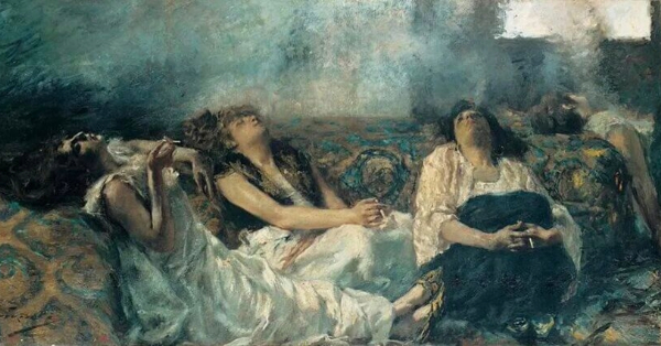 'Hashish Smokers' by Gaetano Previati, created in 1887.